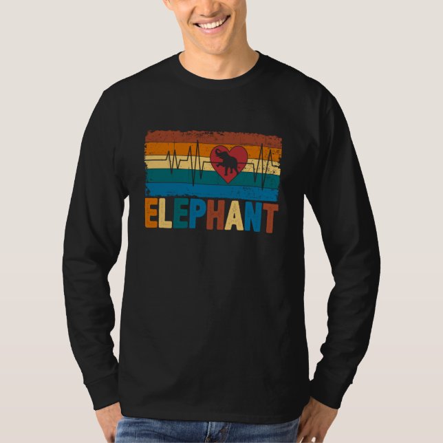 T-shirt Cute Elephant Heartbeat Jungle Animal  2 (Devant)