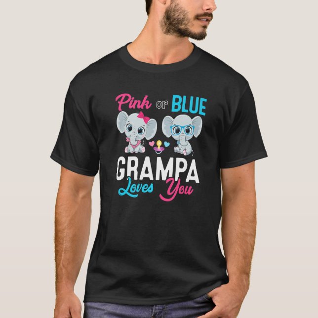 T-shirt Cute Elephant Keeper Of The Gender Grampa Loves Yo (Devant)