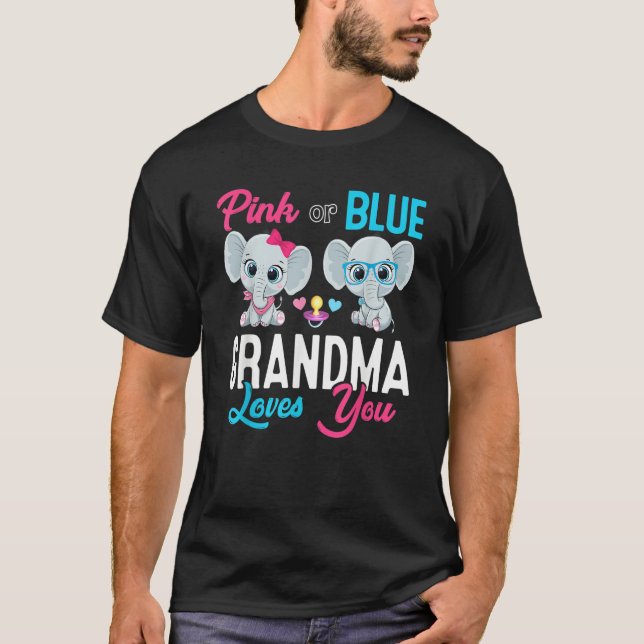 T-shirt Cute Elephant Keeper Of The Gender Grandma Loves Y (Devant)
