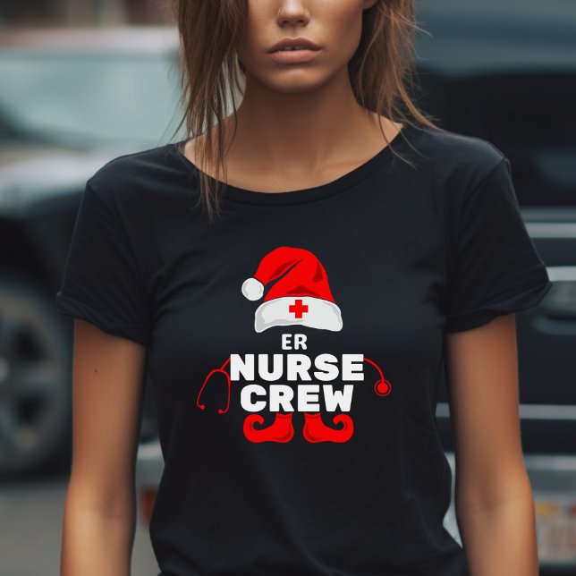 T-shirt Cute Elf ER Nurse Christmas Crew (Créateur téléchargé)