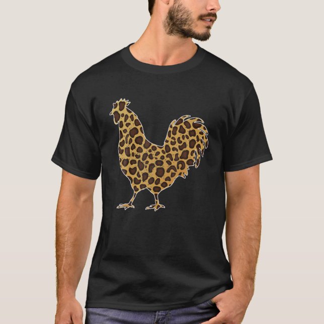 T-shirt Cute Empreinte de léopard De Poulet Drôle Animaux  (Devant)