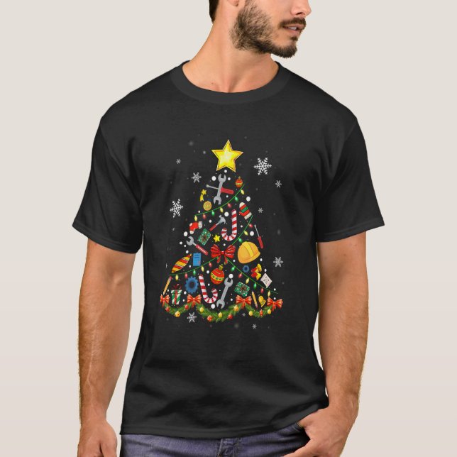 T-shirt Cute Engineer Xmas Tree Christmas Family Matching  (Devant)