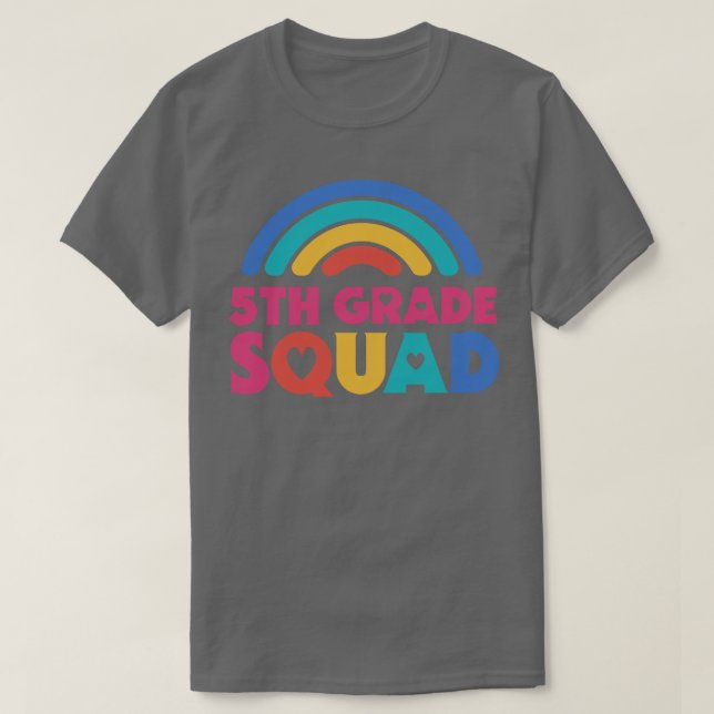 T-shirt Cute Enseignant 5e année Escadron avec Retro Rai (Design devant)
