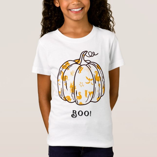 T-Shirt Cute et Éffrayante Jack-O’Lantern orange (Devant)