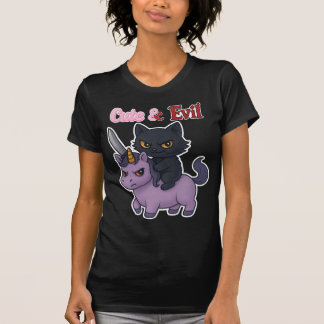 T-shirt Cute Evil Chat équitation Unicorn Kawaii Goth Brat