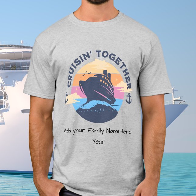 T-shirt Cute Family  Vacation Cruise Gray Personalize (Créateur téléchargé)
