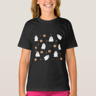 T-shirt Cute Fantôme et Citrouille Motif d'Halloween noir