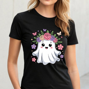 T-shirt Cute Fantôme Floral Kawaii Fantôme Halloween Kawai