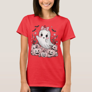 T-shirt Cute Fantôme Halloween Kawaii Citrouille et concep