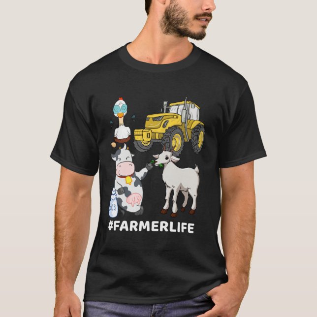 T-shirt Cute Farm Animals And Tractor  Farmer & Farming (Devant)