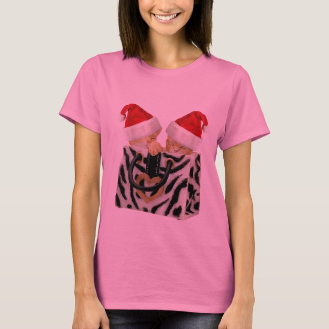 T-shirt Cute Festive Kittens en Zebra Print Handbag (Devant)
