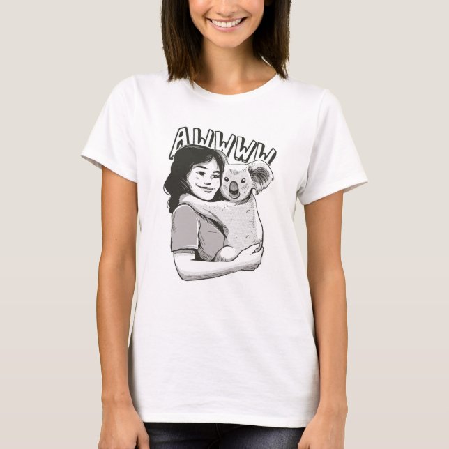 T-SHIRT CUTE FILLE HUGGING KOALA (Devant)
