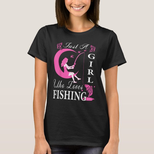 T-shirt Cute Fishing For Women Girls Kids Fisher Fisherman (Devant)