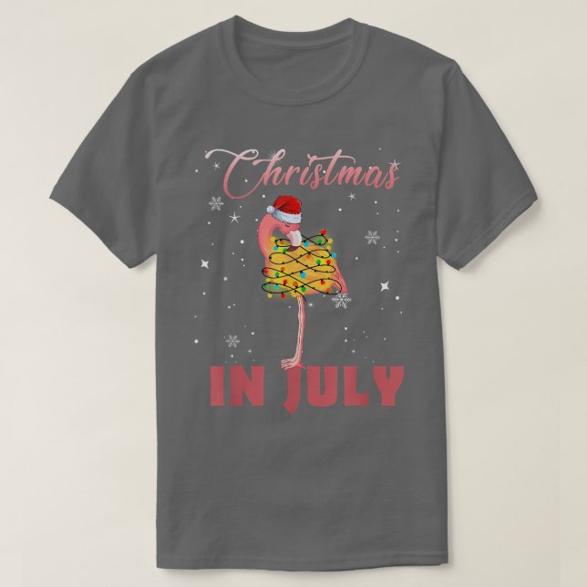T-shirt Cute Flamingo in Santa Hat Christmas In July for W (Design devant)