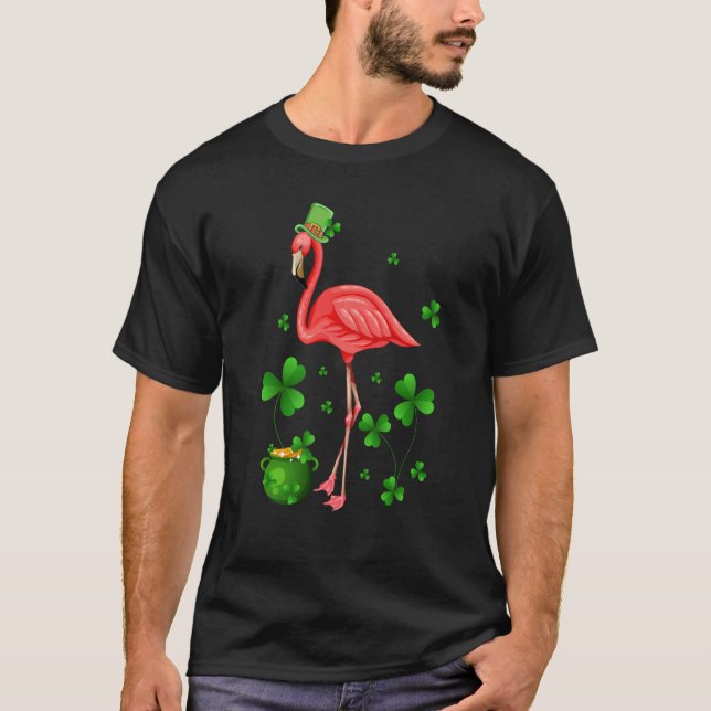 T-shirt Cute Flamingo St Patrick's Day Leprechaun Hat Flam (Devant)