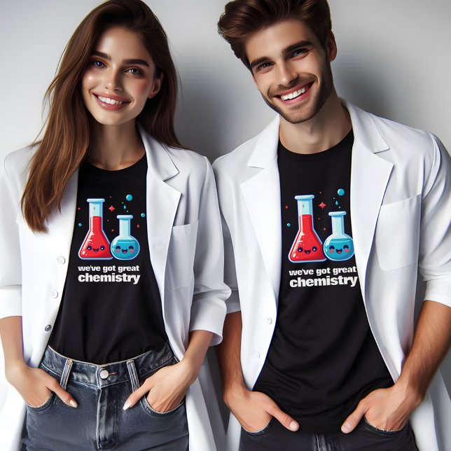 T-shirt Cute Flask & Tube Nous avons une grande chimie (Great Chemistry Together 1 Shirts Cover Photo)