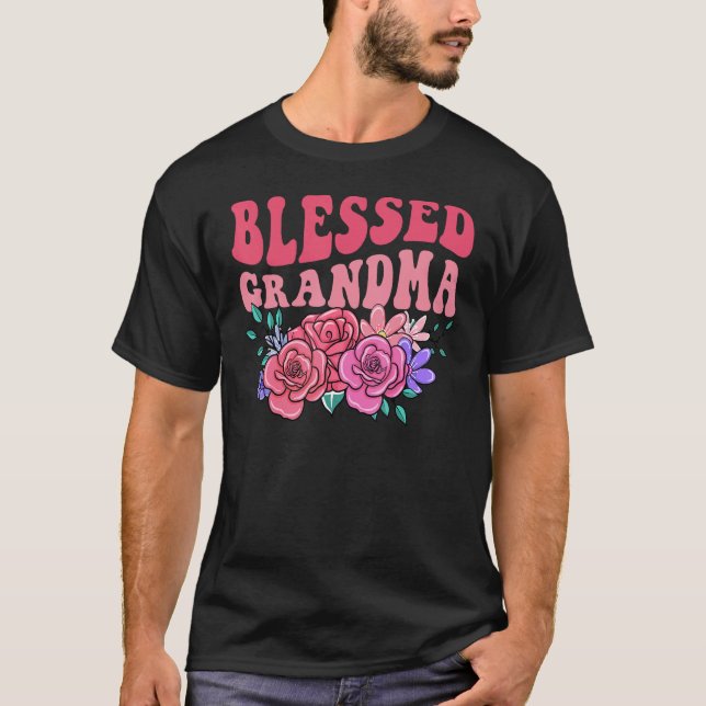 T-shirt Cute Floral Blessed Grandma Mothers Day Mom (Devant)