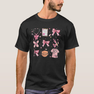 T-shirt Cute Floral Blue Coquette Bow Stethoscope Nurse Do