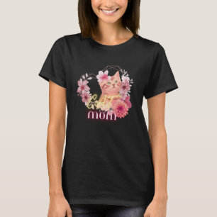 T-shirt Cute Floral Kitten Graphic Tee pour femmes, Cadeau