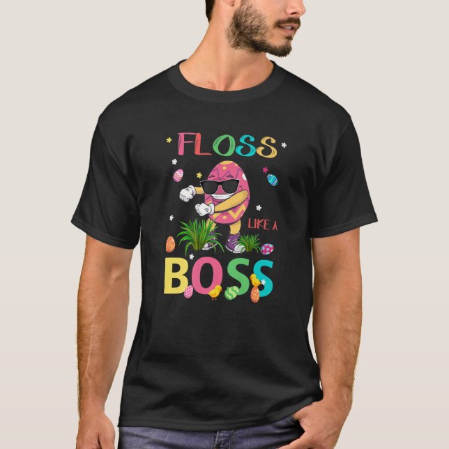 T-shirt Cute Floss Like A Boss Easter Egg Wear Sunglasses (Devant)