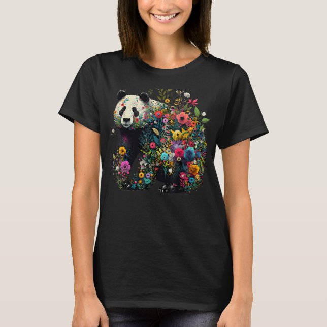 T-shirt Cute Flower Panda on summer Floral Panda 1 (Devant)