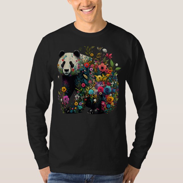 T-shirt Cute Flower Panda on summer Floral Panda 1 (Devant)