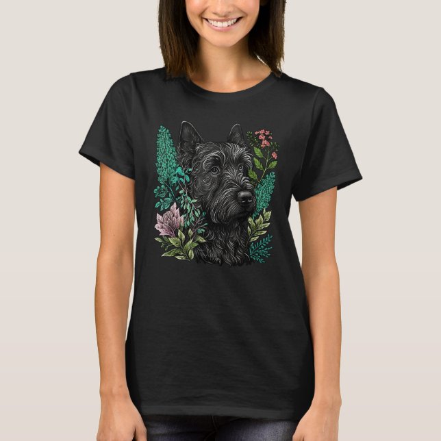T-shirt Cute Flower Scottie summer Floral Scottish Terrier (Devant)