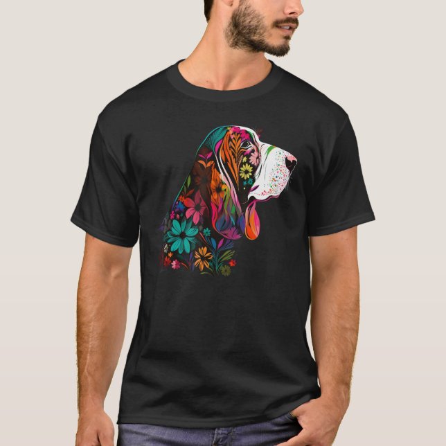 T-shirt Cute Flower summer Floral Basset Hound 3 (Devant)