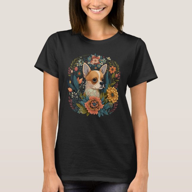 T-shirt Cute Flower summer Floral Chihuahua 1 (Devant)