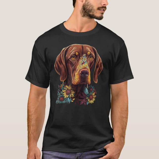T-shirt Cute Flower summer Floral Vizsla (Devant)