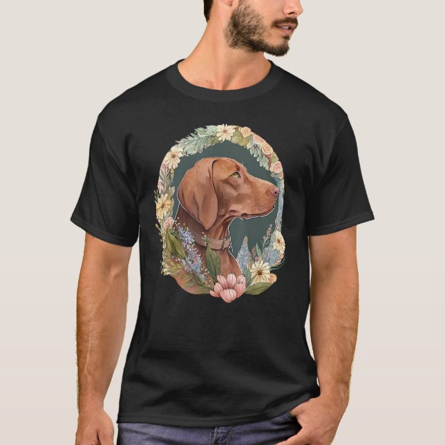 T-shirt Cute Flower summer Floral Vizsla 3 (Devant)