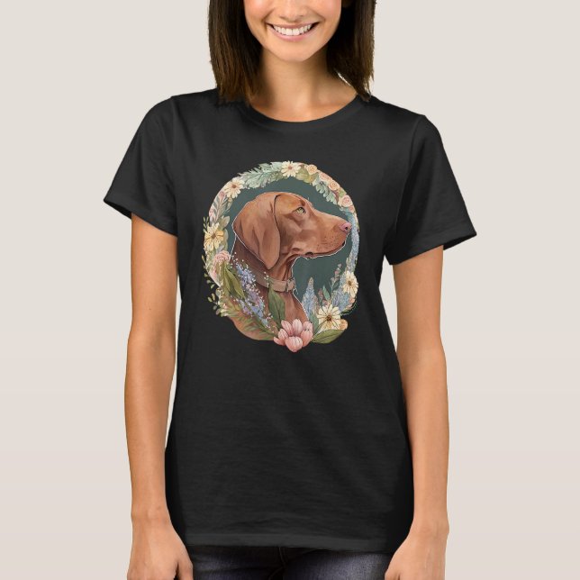 T-shirt Cute Flower summer Floral Vizsla 3 (Devant)