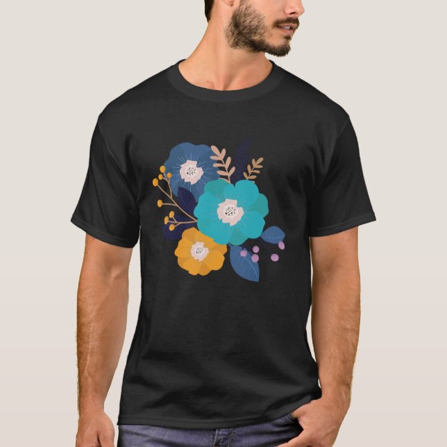 T-shirt Cute Flowers Watercolor Floral Illustration (Devant)