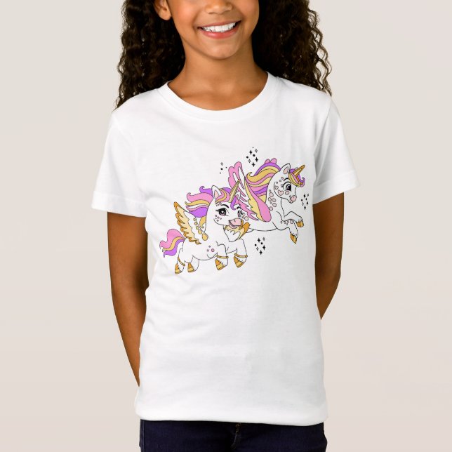 T-Shirt Cute flying unicorns  (Devant)
