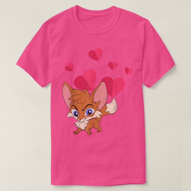 T-shirt Cute Fo Lover Forêt Animaux Nature Animale Coeurs  (Design devant)