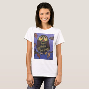 T-shirt Cute Folk Art Chouette Peinture d'oiseaux