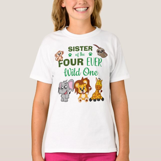 T-shirt Cute Four Ever Wild Jungle Safari Animal soeur (Devant)