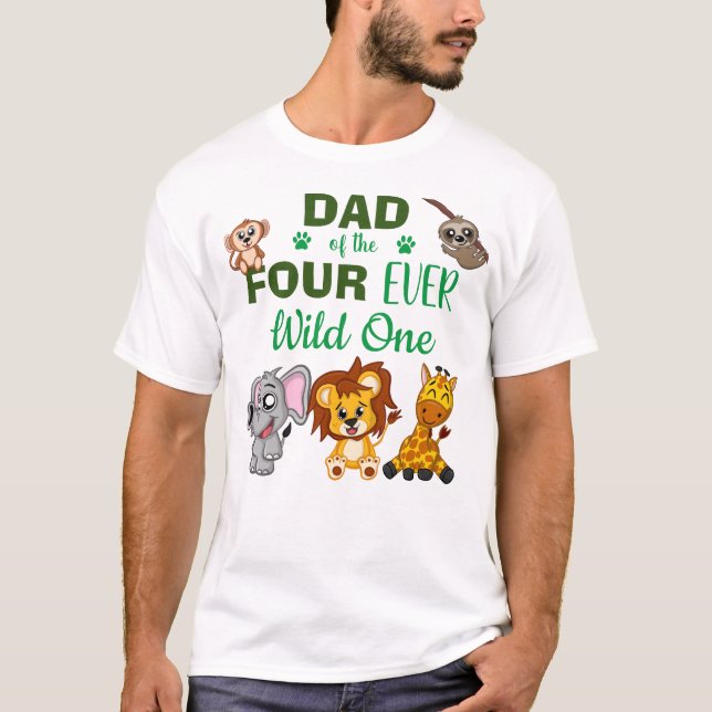 T-shirt Cute Four Ever Wild Jungle Safari Zoo Animal Papa (Devant)
