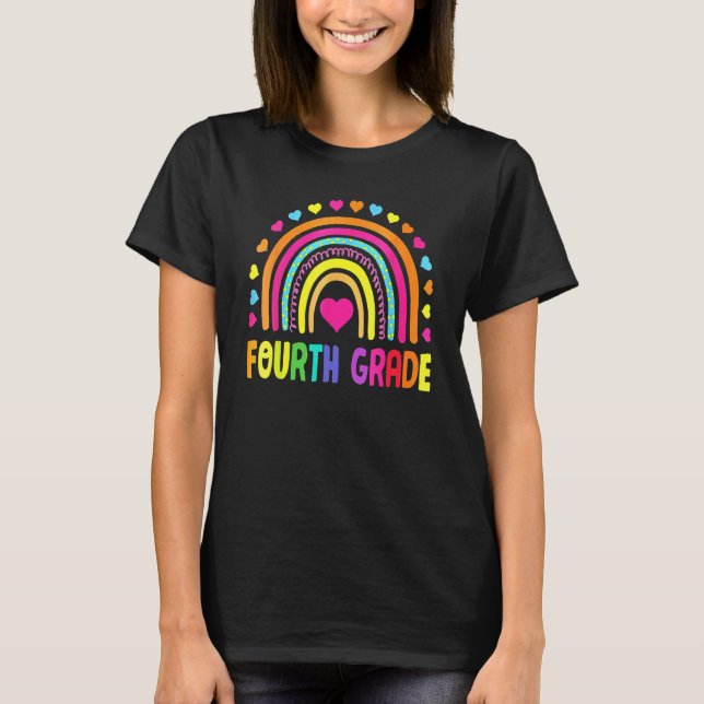 T-shirt Cute Fourth Grade Rainbow Girls Kids Teacher Team  (Devant)