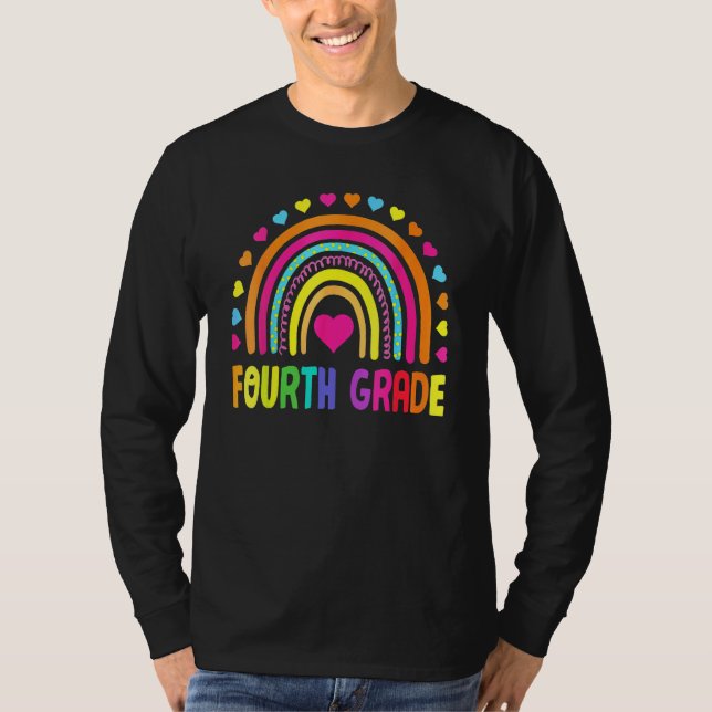T-shirt Cute Fourth Grade Rainbow Girls Kids Teacher Team  (Devant)
