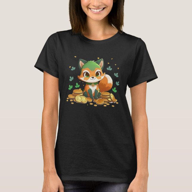 T-shirt Cute Fox and Gold Coins St Patrick s Day Fox   1 (Devant)