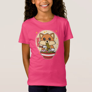 T-Shirt Cute Fox Manger Ramen Kawaii Japonais Cadeau alime