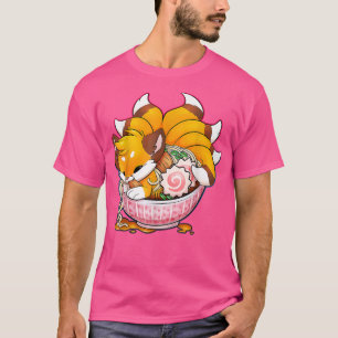 T-shirt Cute Fox Ramen nouilles japonaises Kawaii Anime Ca