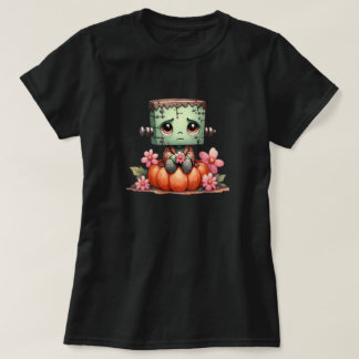T-shirt Cute Frankenstein assis sur le Citrouille avec des