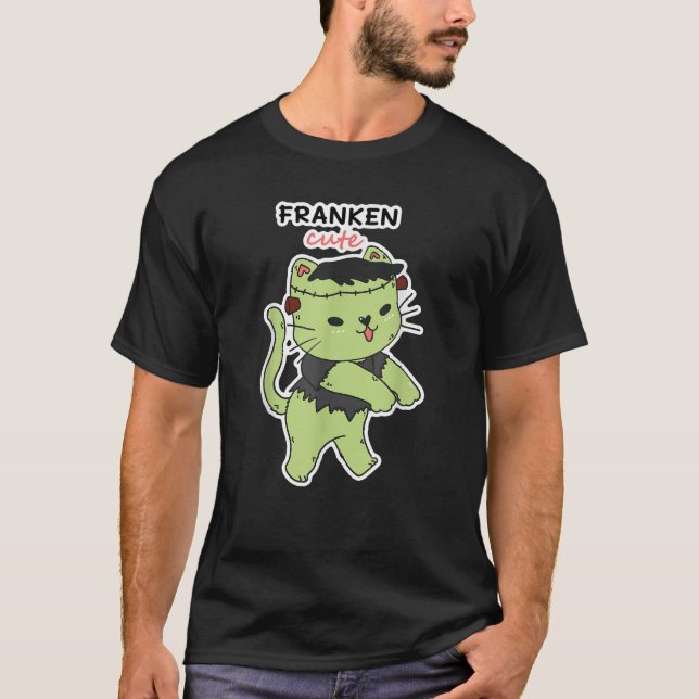 T-shirt Cute Frankenstein Chat Funny Zombie Kitten (Devant)