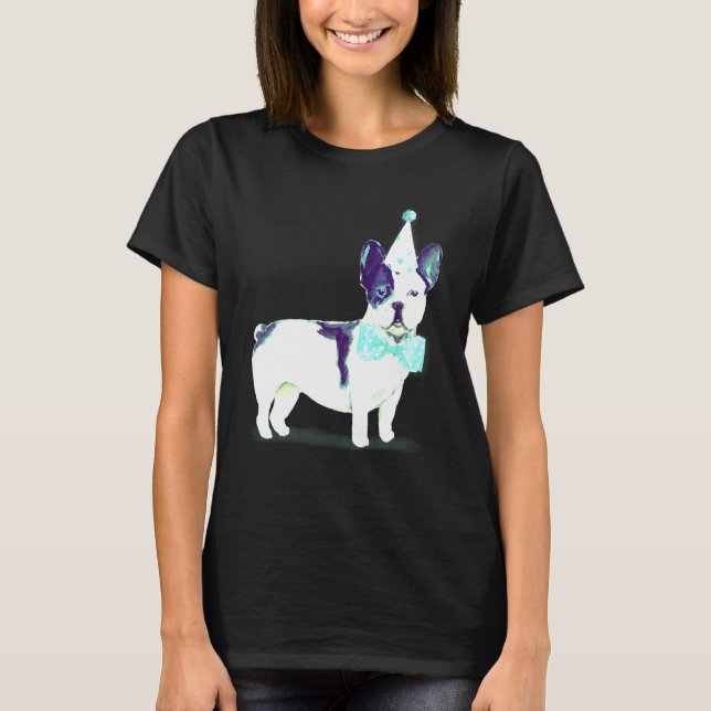 T-shirt Cute French Bulldog Black And White Pup Birthday C (Devant)