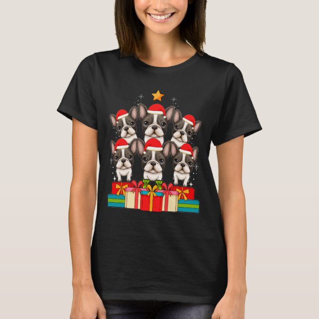 T-shirt Cute French Bulldog Le Frenchie Christmas Tree Xma (Devant)