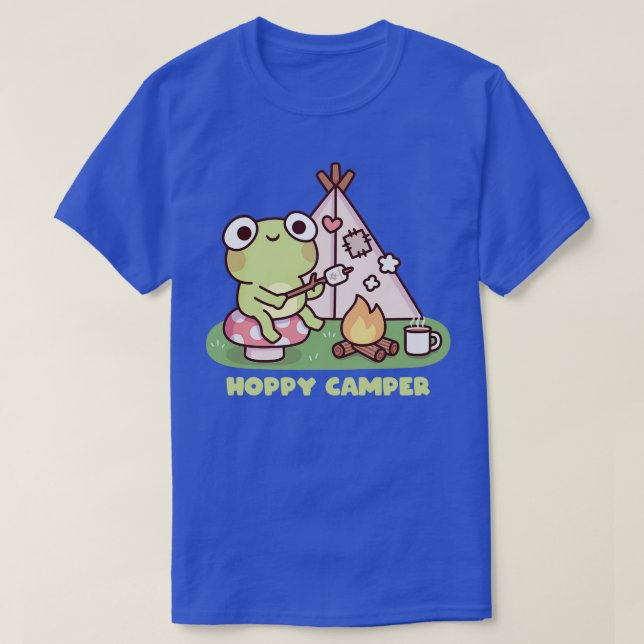 T-shirt Cute Frog Au Camping Hoppy Camper Pun (Design devant)