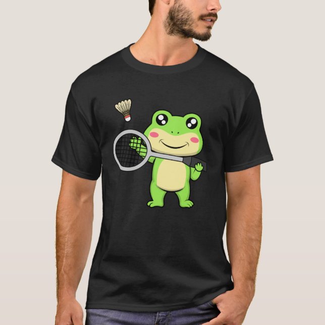 T-shirt Cute Frog Badminton Hobby Sports Shuttlecock (Devant)