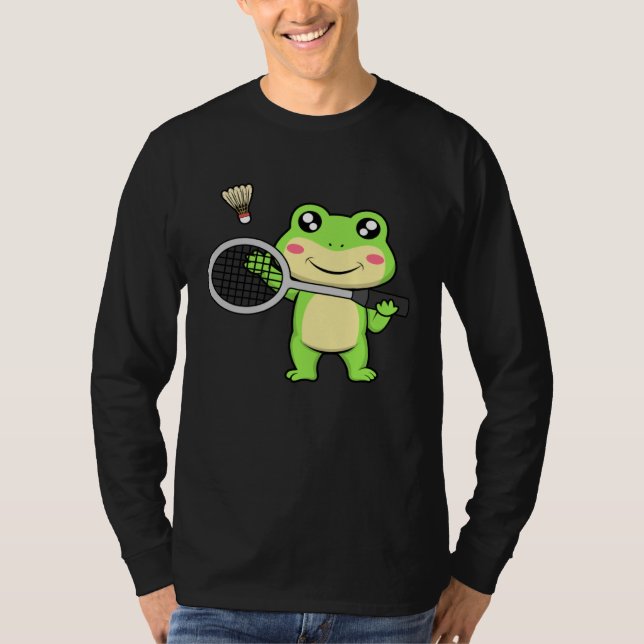 T-shirt Cute Frog Badminton Hobby Sports Shuttlecock (Devant)